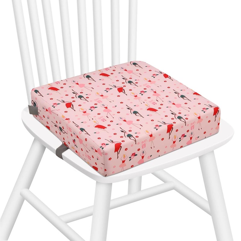 Zicac Portable Toddler Booster Seat for Dining Table, Safer Non-Slip Kids Booster Seat with Double Adjustable Straps, Washable Detachable Strong Support Increasing Cushion for Child (Pink) - Image 1